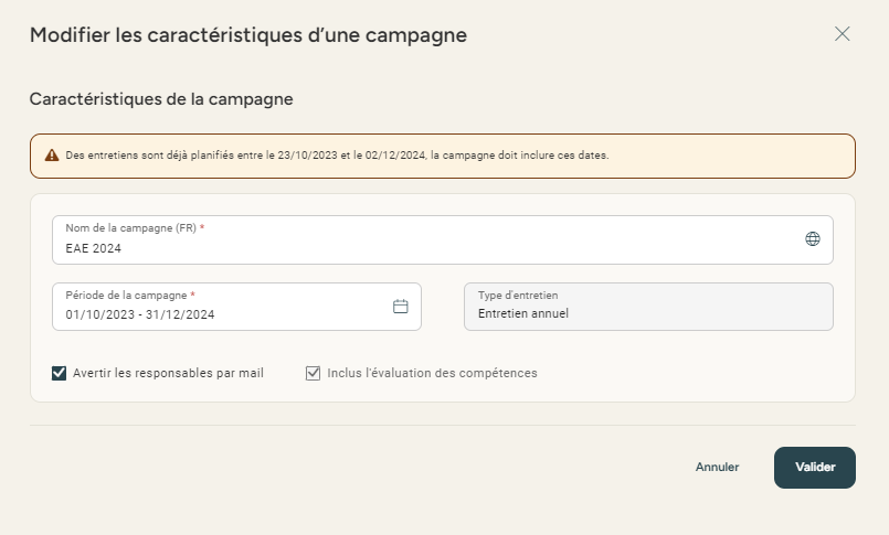 Modify campaign information