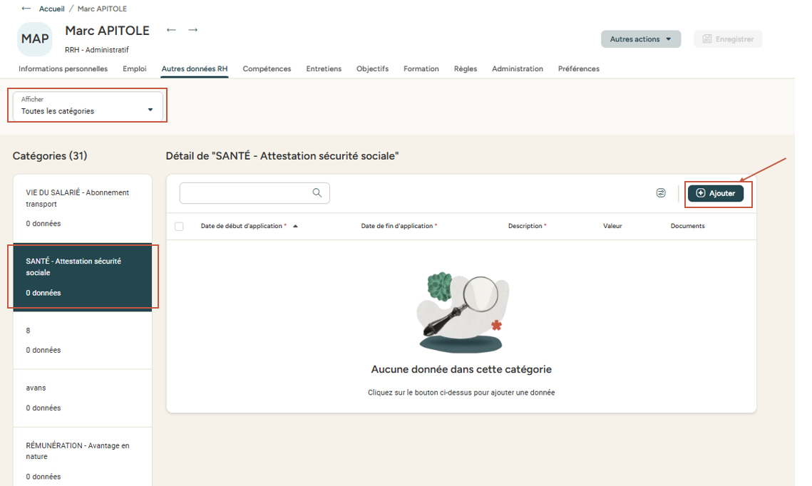 Ajouter une donnée ou un document