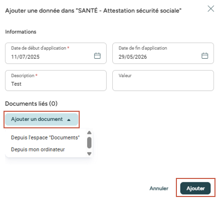 Ajout d'une valeur