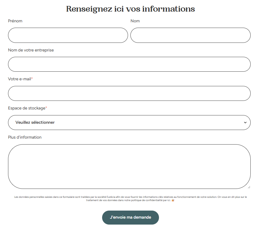Storage space request form - continued