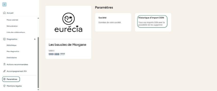 Import DSN depuis les paramètres