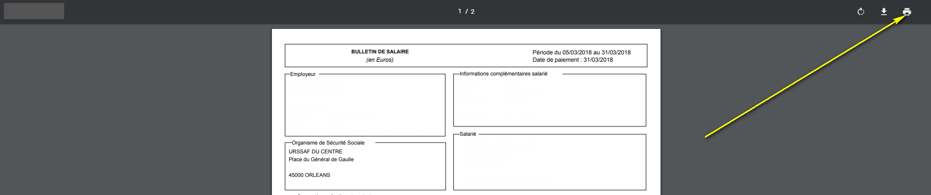 Résultat de l'enregistrement du document au format PDF