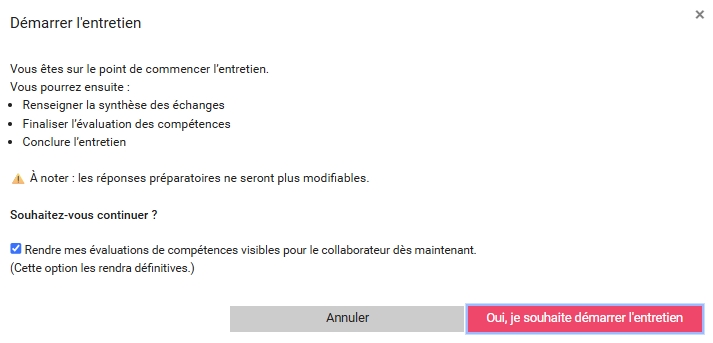 Start review modal