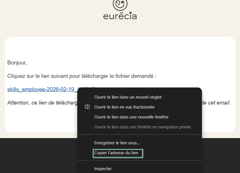 Copy hyperlink