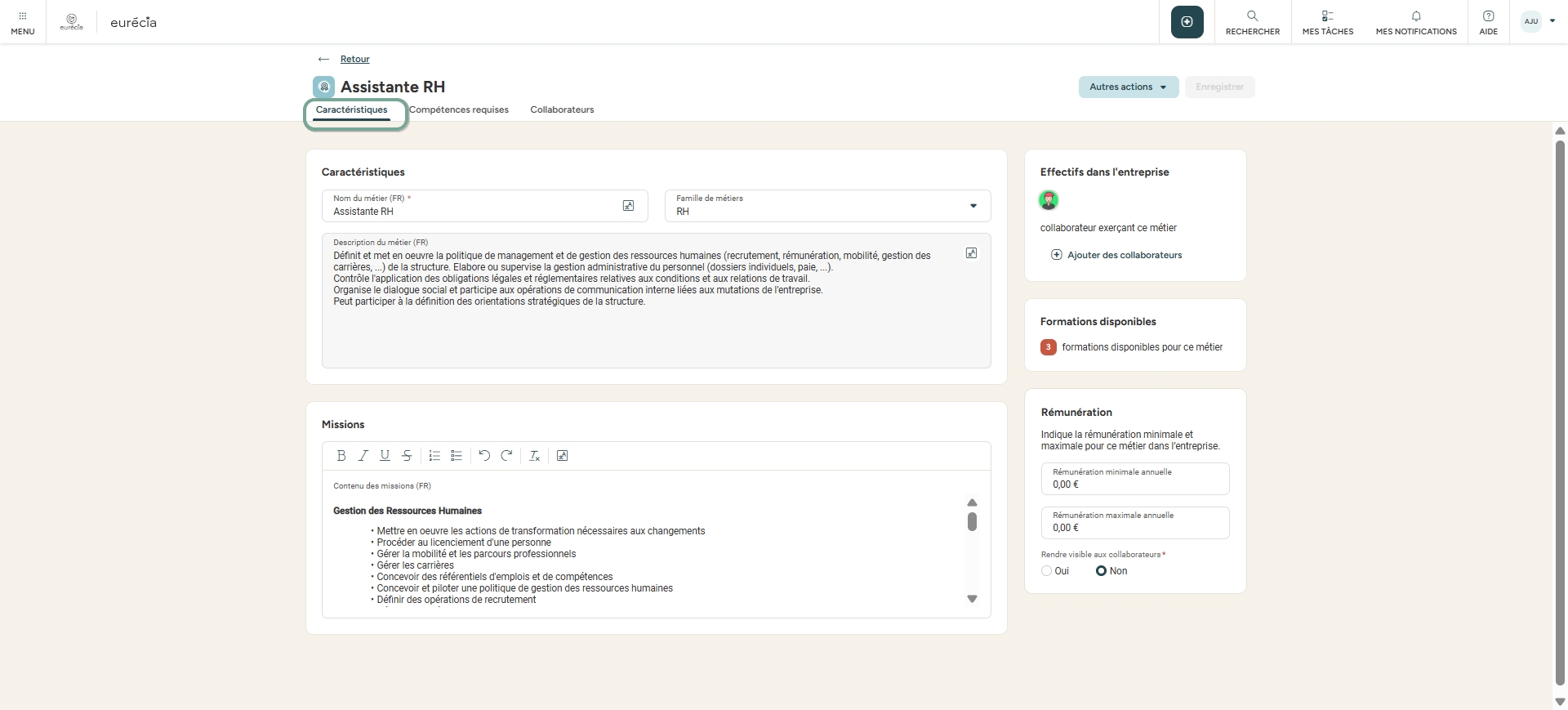 Job description characteristics