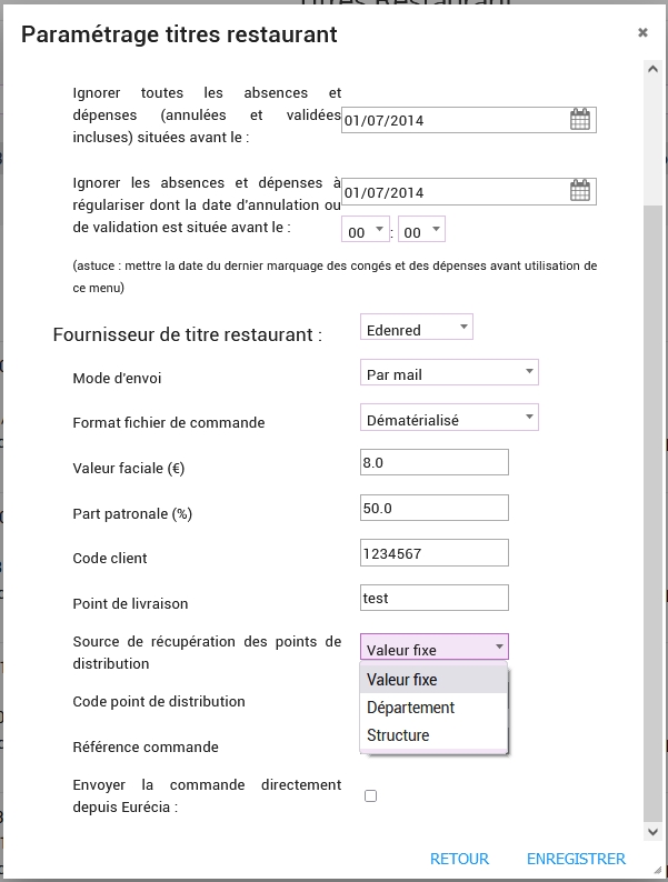 Paramétrer les titres restaurant EDENRED Centre d'aide Eurécia